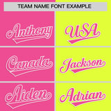 Custom Pink Fluorescent Green Four Squares Design Performance Polo Shirt