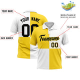 Custom Gold White Four Squares Design Performance Polo Shirt