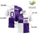 Custom Purple White Four Squares Design Performance Polo Shirt