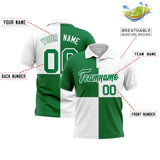 Custom Kelly Green White Four Squares Design Performance Polo Shirt