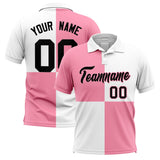 Custom Light Pink White Four Squares Design Performance Polo Shirt