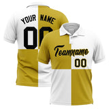 Custom Old Gold White Four Squares Design Performance Polo Shirt