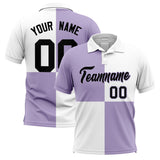 Custom Light Purple White Four Squares Design Performance Polo Shirt
