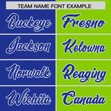 Custom Royal Neon Green Four Squares Design Performance Polo Shirt