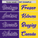Custom Purple Gold Four Squares Design Performance Polo Shirt