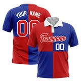 Custom Red Royal Four Squares Design Performance Polo Shirt