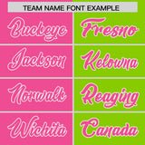 Custom Pink Neon Green Four Squares Design Performance Polo Shirt