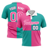 Custom Purple Aqua Four Squares Design Performance Polo Shirt