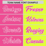 Custom Pink Fluorescent Green Four Squares Design Performance Polo Shirt