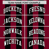 Custom Black Crimson Vertical Stripes Design Performance Polo Shirt