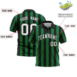 Custom Black Kelly Green Vertical Stripes Design Performance Polo Shirt