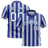Custom Royal Silver Vertical Stripes Design Performance Polo Shirt