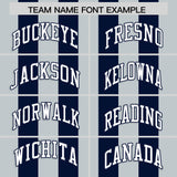 Custom Navy Silver Vertical Stripes Design Performance Polo Shirt
