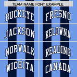 Custom Navy Light Blue Vertical Stripes Design Performance Polo Shirt