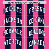 Custom Navy Pink Vertical Stripes Design Performance Polo Shirt