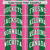 Custom Kelly Green Pink Vertical Stripes Design Performance Polo Shirt