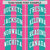 Custom Aqua Pink Vertical Stripes Design Performance Polo Shirt