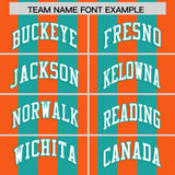 Custom Aqua Orange Vertical Stripes Design Performance Polo Shirt