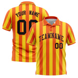 Custom Orange Gold Vertical Stripes Design Performance Polo Shirt
