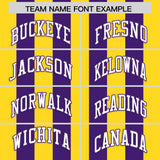 Custom Purple Gold Vertical Stripes Design Performance Polo Shirt