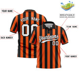 Custom Black Orange Vertical Stripes Design Performance Polo Shirt