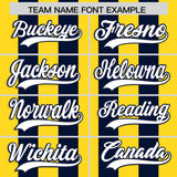 Custom Navy Gold Vertical Stripes Design Performance Polo Shirt