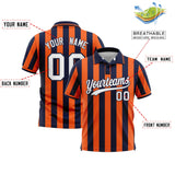 Custom Navy Orange Vertical Stripes Design Performance Polo Shirt