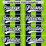 Custom Navy Neon Green Vertical Stripes Design Performance Polo Shirt