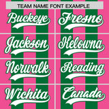 Custom Kelly Green Pink Vertical Stripes Design Performance Polo Shirt