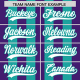 Custom Aqua Purple Vertical Stripes Design Performance Polo Shirt