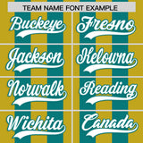 Custom Aqua Old Gold Vertical Stripes Design Performance Polo Shirt