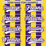 Custom Purple Gold Vertical Stripes Design Performance Polo Shirt