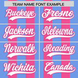 Custom Pink Light Blue Vertical Stripes Design Performance Polo Shirt