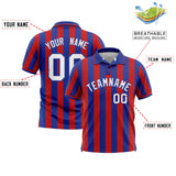 Custom Royal Red Vertical Stripes Design Performance Polo Shirt