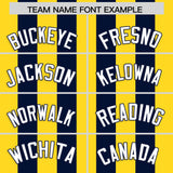 Custom Navy Gold Vertical Stripes Design Performance Polo Shirt