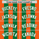 Custom Kelly Green Orange Vertical Stripes Design Performance Polo Shirt