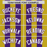 Custom Purple Old Gold Vertical Stripes Design Performance Polo Shirt