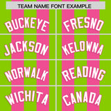 Custom Pink Neon Green Vertical Stripes Design Performance Polo Shirt