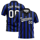 Custom Black Royal Vertical Stripes Design Performance Polo Shirt