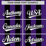Custom Black Purple Vertical Stripes Design Performance Polo Shirt