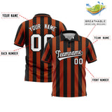 Custom Black Texas Orange Vertical Stripes Design Performance Polo Shirt
