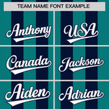 Custom Navy Aqua Vertical Stripes Design Performance Polo Shirt