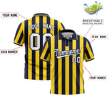 Custom Navy Gold Vertical Stripes Design Performance Polo Shirt