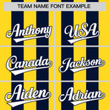 Custom Navy Gold Vertical Stripes Design Performance Polo Shirt