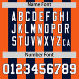 Custom Navy Orange Vertical Stripes Design Performance Polo Shirt