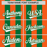 Custom Kelly Green Orange Vertical Stripes Design Performance Polo Shirt