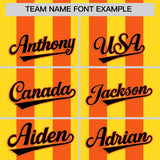 Custom Orange Gold Vertical Stripes Design Performance Polo Shirt