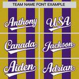 Custom Purple Old Gold Vertical Stripes Design Performance Polo Shirt