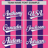 Custom Purple Pink Vertical Stripes Design Performance Polo Shirt