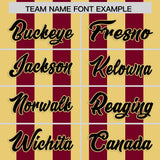 Custom Crimson Khaki Vertical Stripes Design Performance Polo Shirt